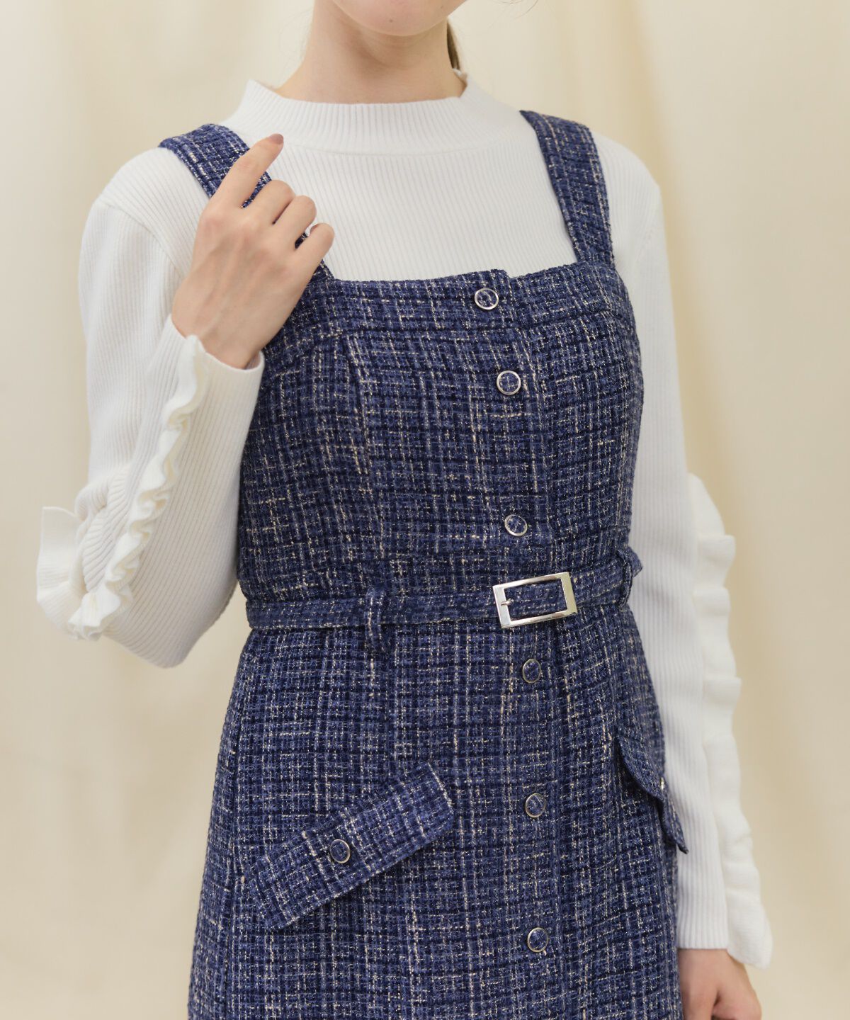 アンドクチュール「ツイードキャミジャンスカ」|ジャンパースカート|