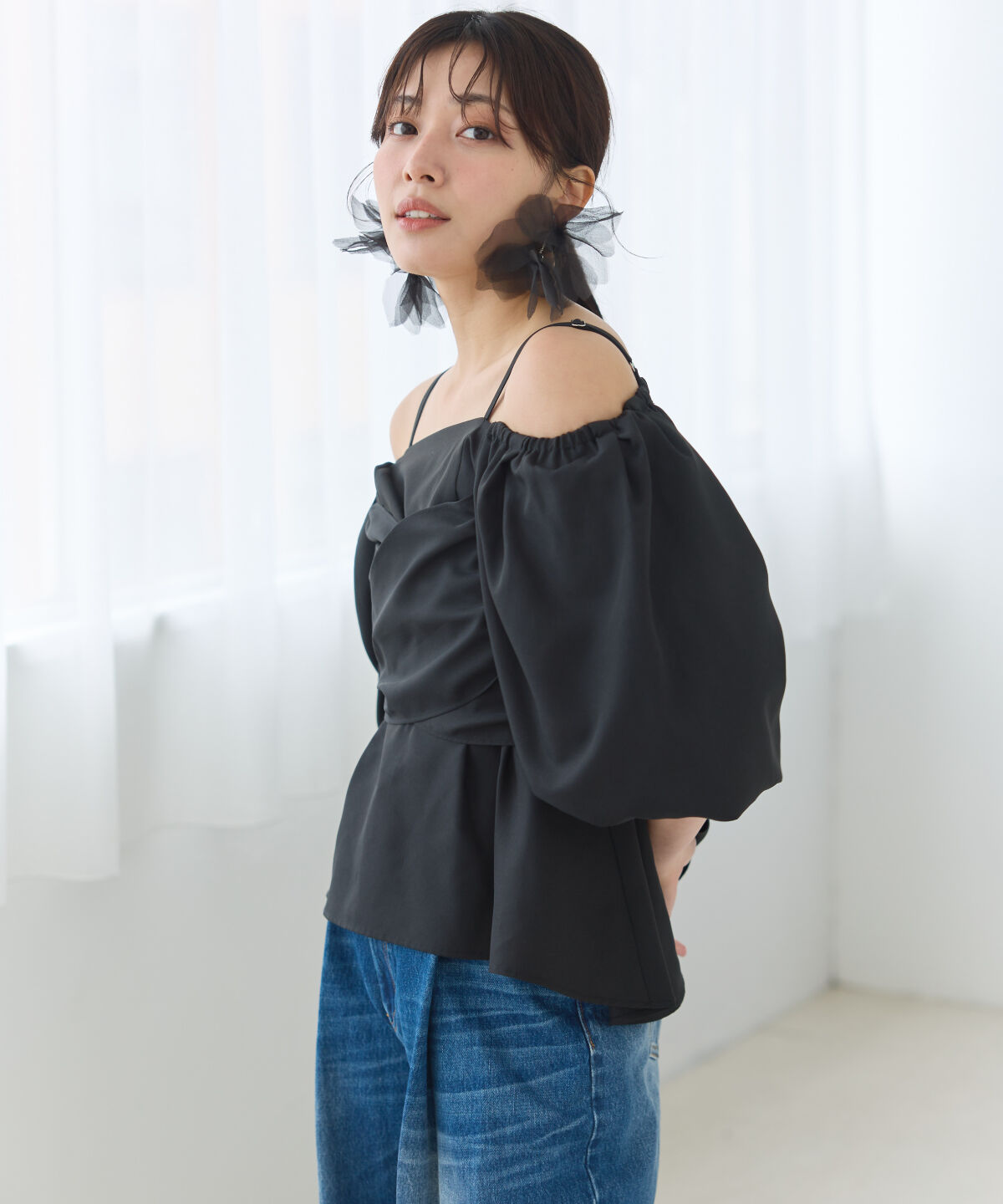 アンドクチュール「バックリボンペプラムブラウス」|シャツ・ブラウス|