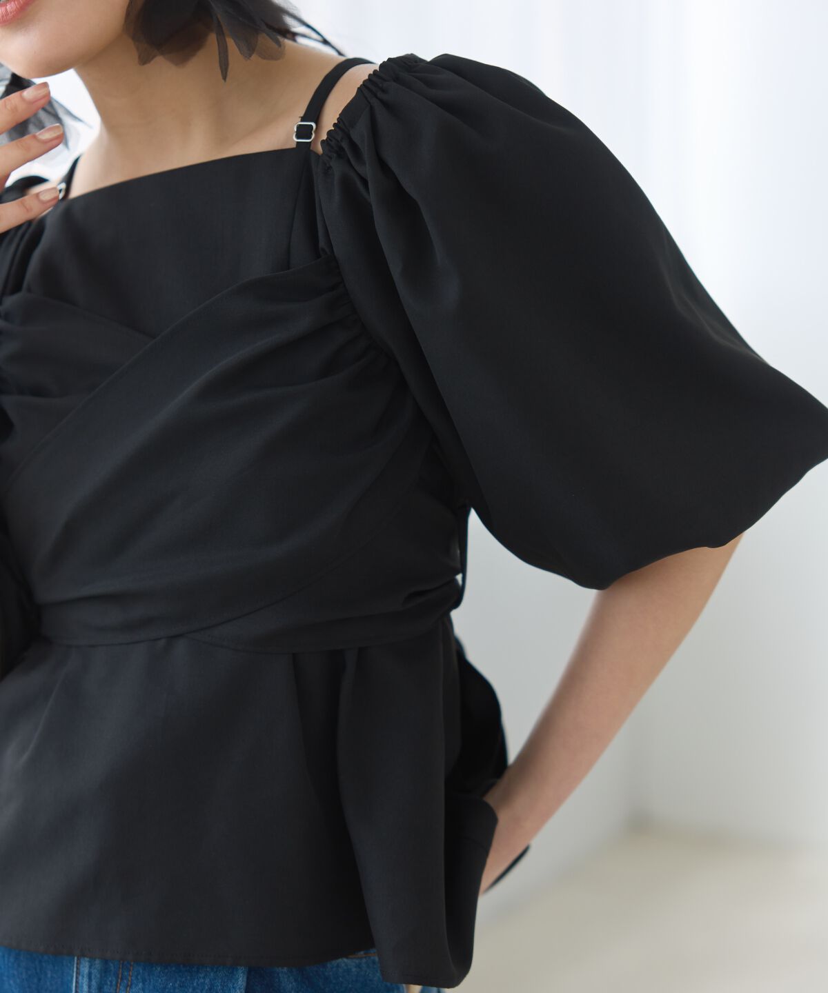 アンドクチュール「バックリボンペプラムブラウス」|シャツ・ブラウス|