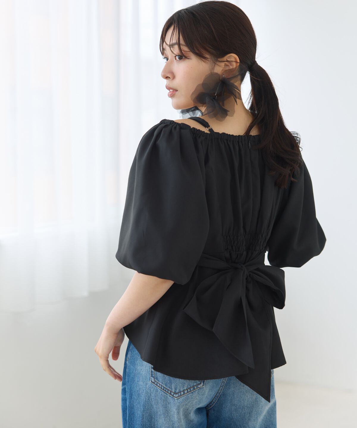 アンドクチュール「バックリボンペプラムブラウス」|シャツ・ブラウス|