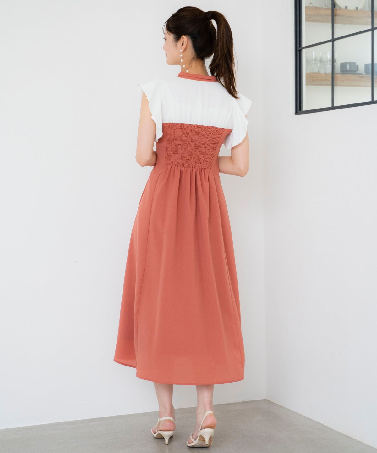 アンドクチュール「ラッフルノースリーブリボン襟ワンピース」|ワンピース|