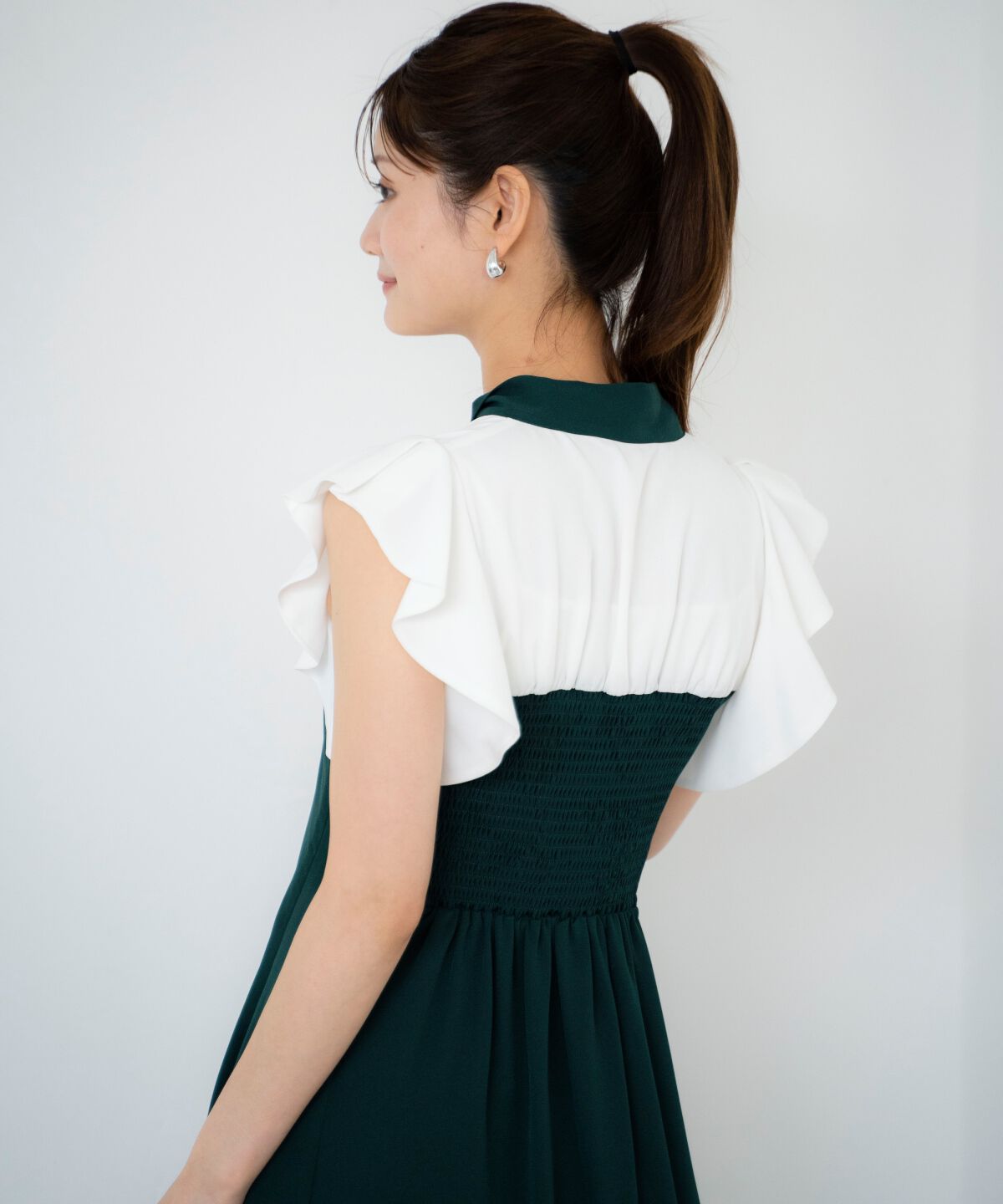 アンドクチュール「ラッフルノースリーブリボン襟ワンピース」|ワンピース|