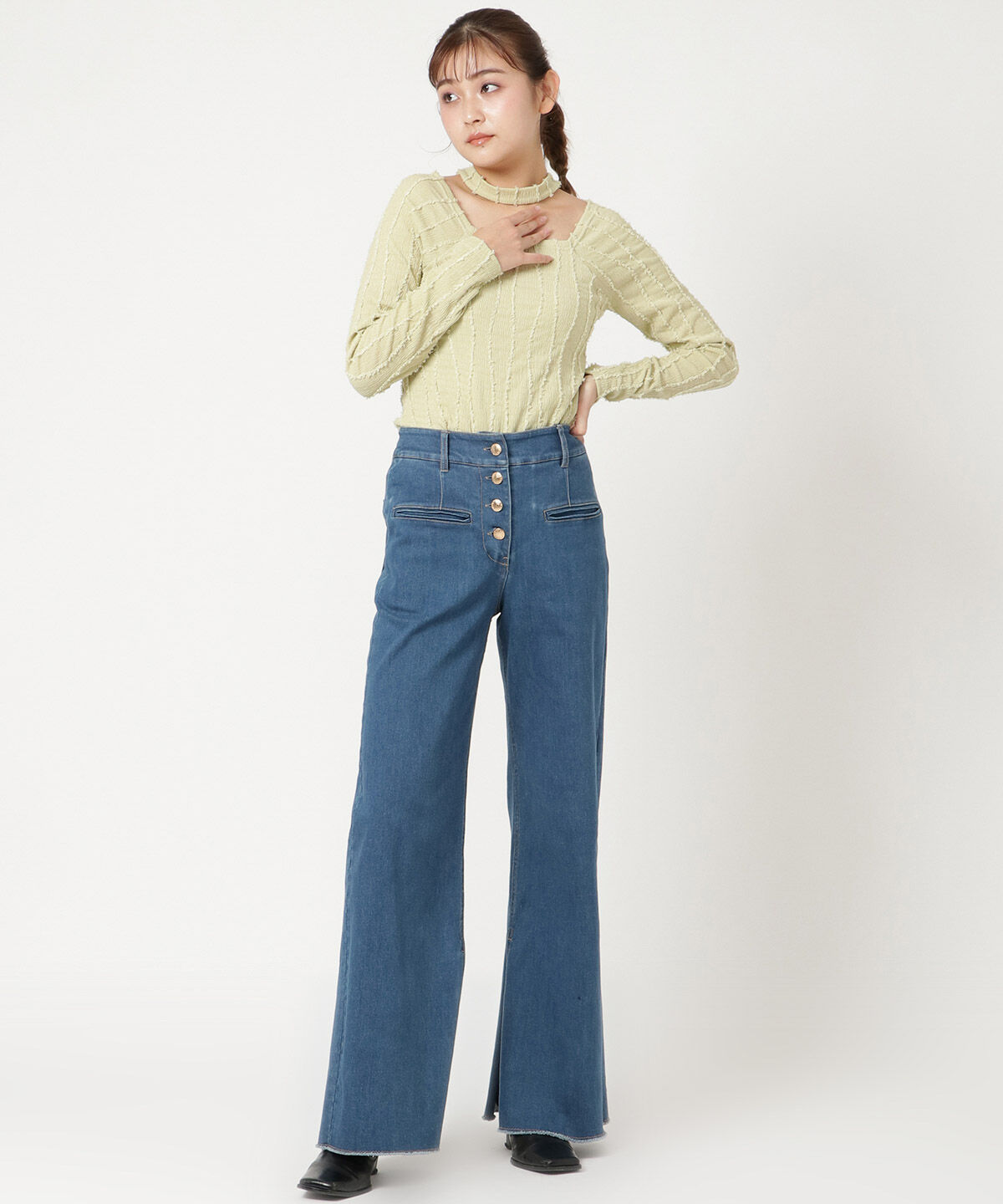 REDYAZEL「ジャガードチョーカーロングスリーブTシャツ」|Tシャツ・カットソー|