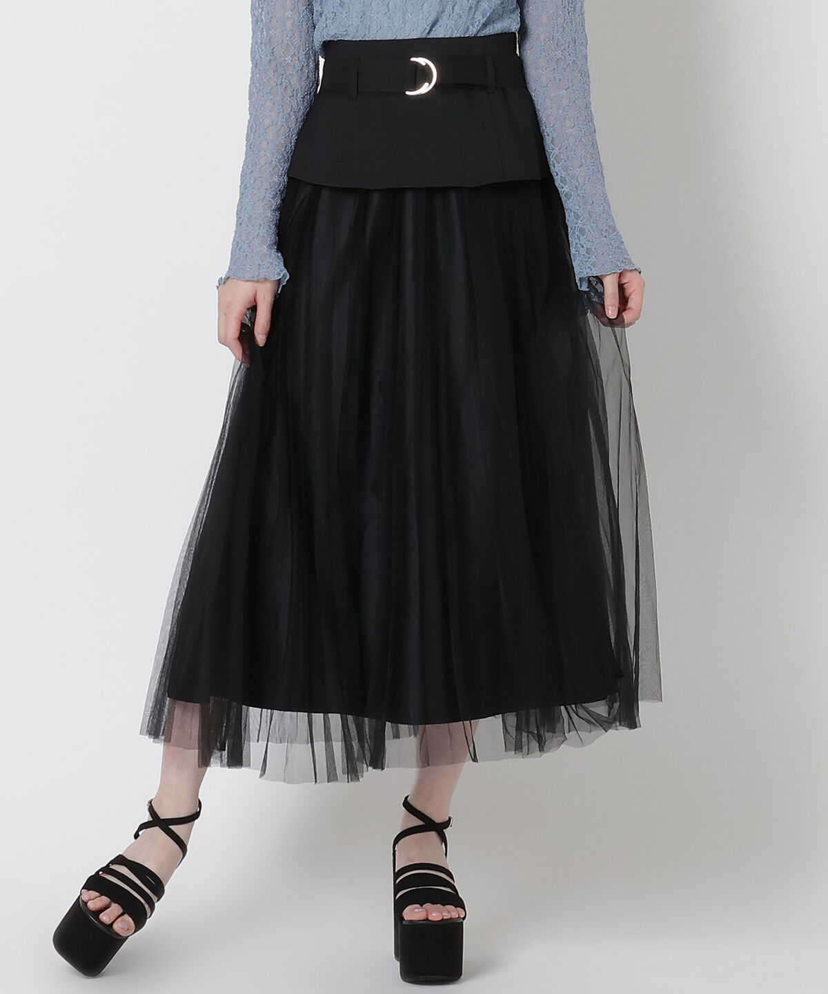 REDYAZEL「切り替えプリーツスカート」|フレア|