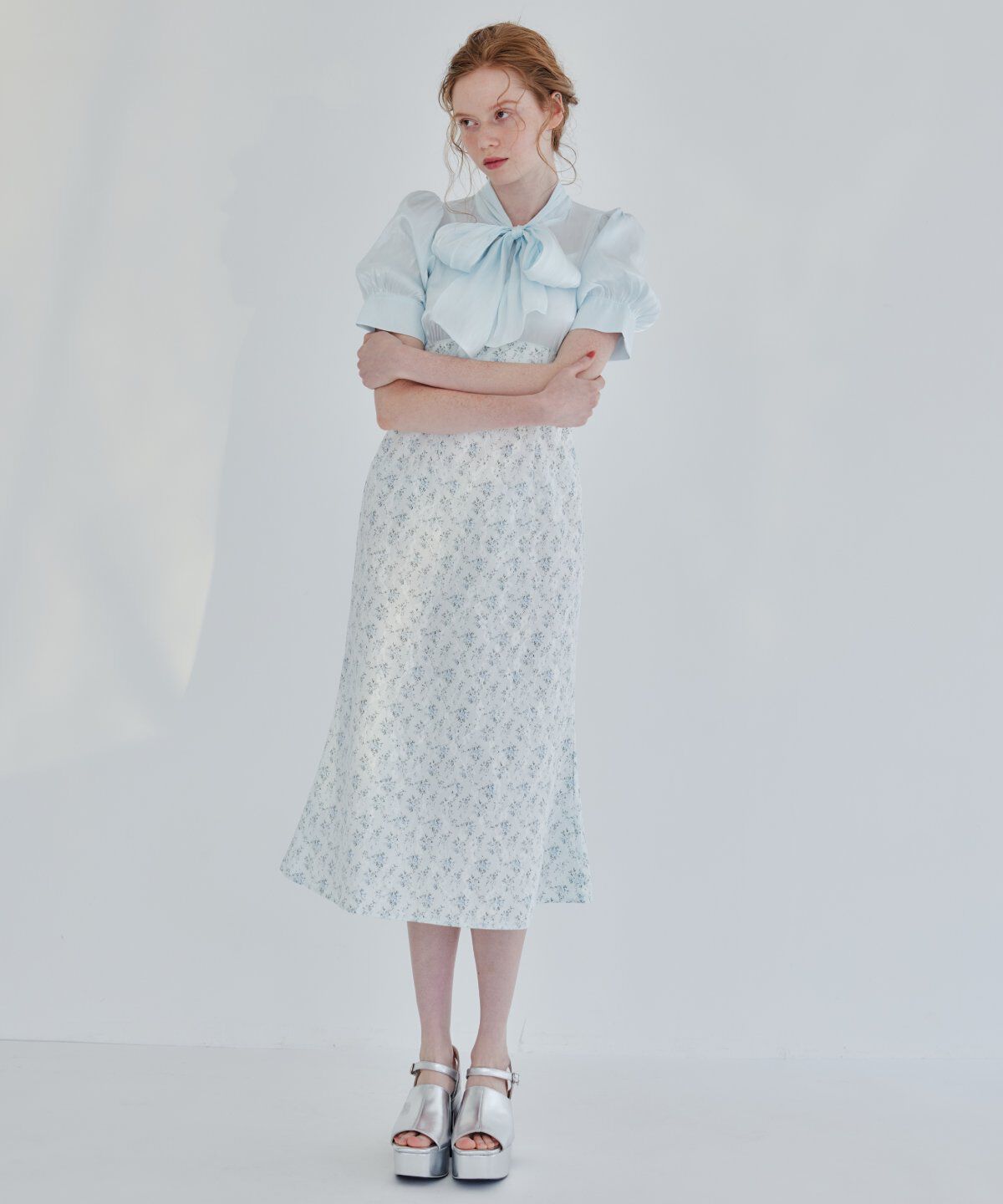 REDYAZEL「フラワーレースドッキングボウタイワンピース」|ワンピース|