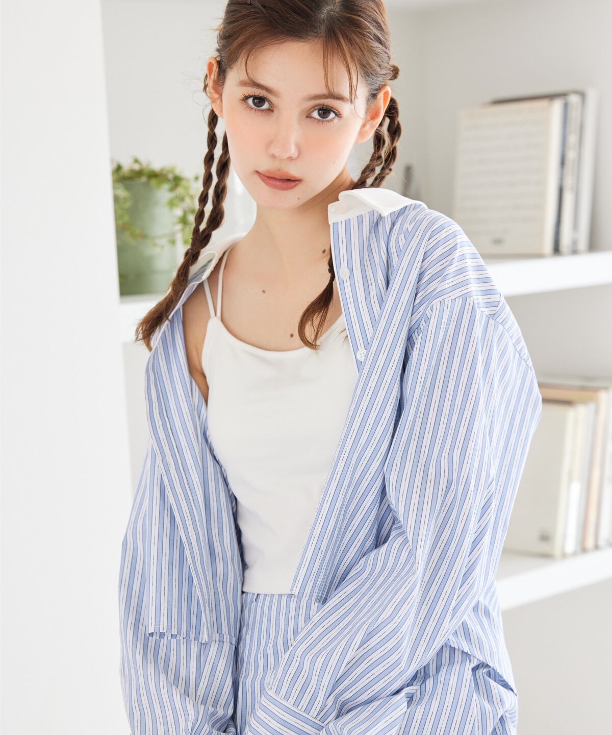 REDYAZEL「クレリックストライプシャツ」|シャツ・ブラウス|サックス