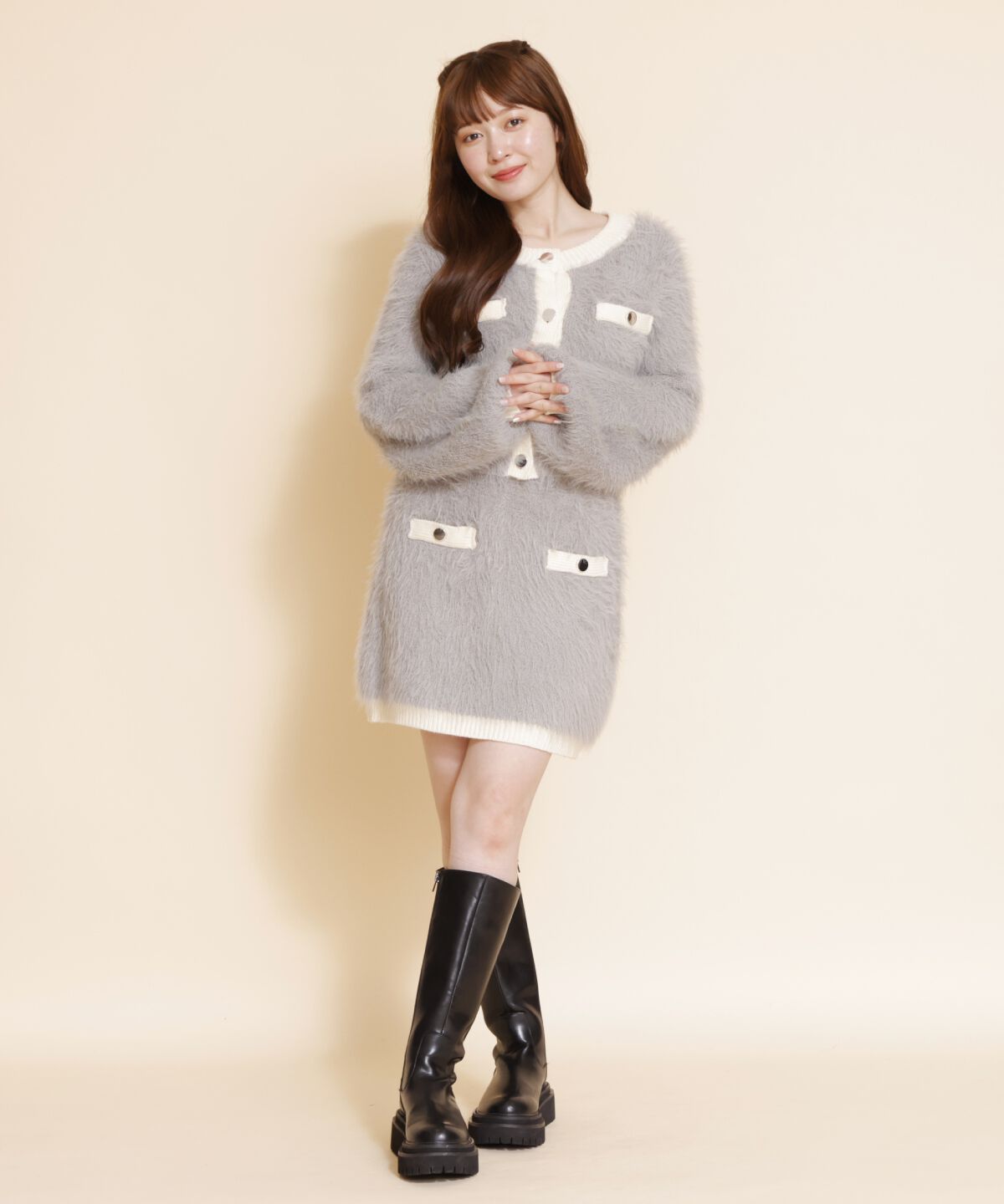 REDYAZEL「シャギーニットミニスカート」|台形|