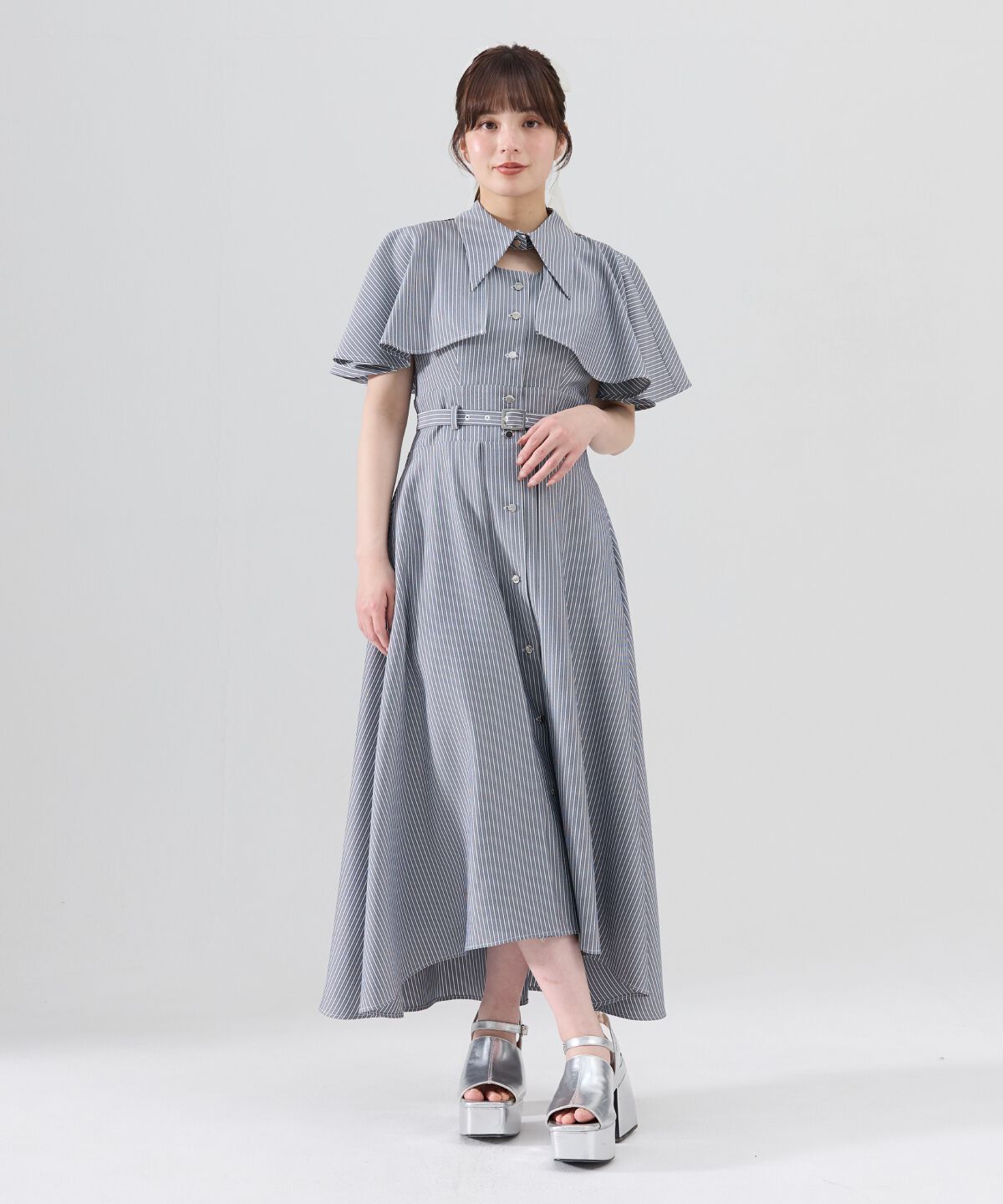 REDYAZEL「ケープデザインフレアワンピース」|ワンピース|