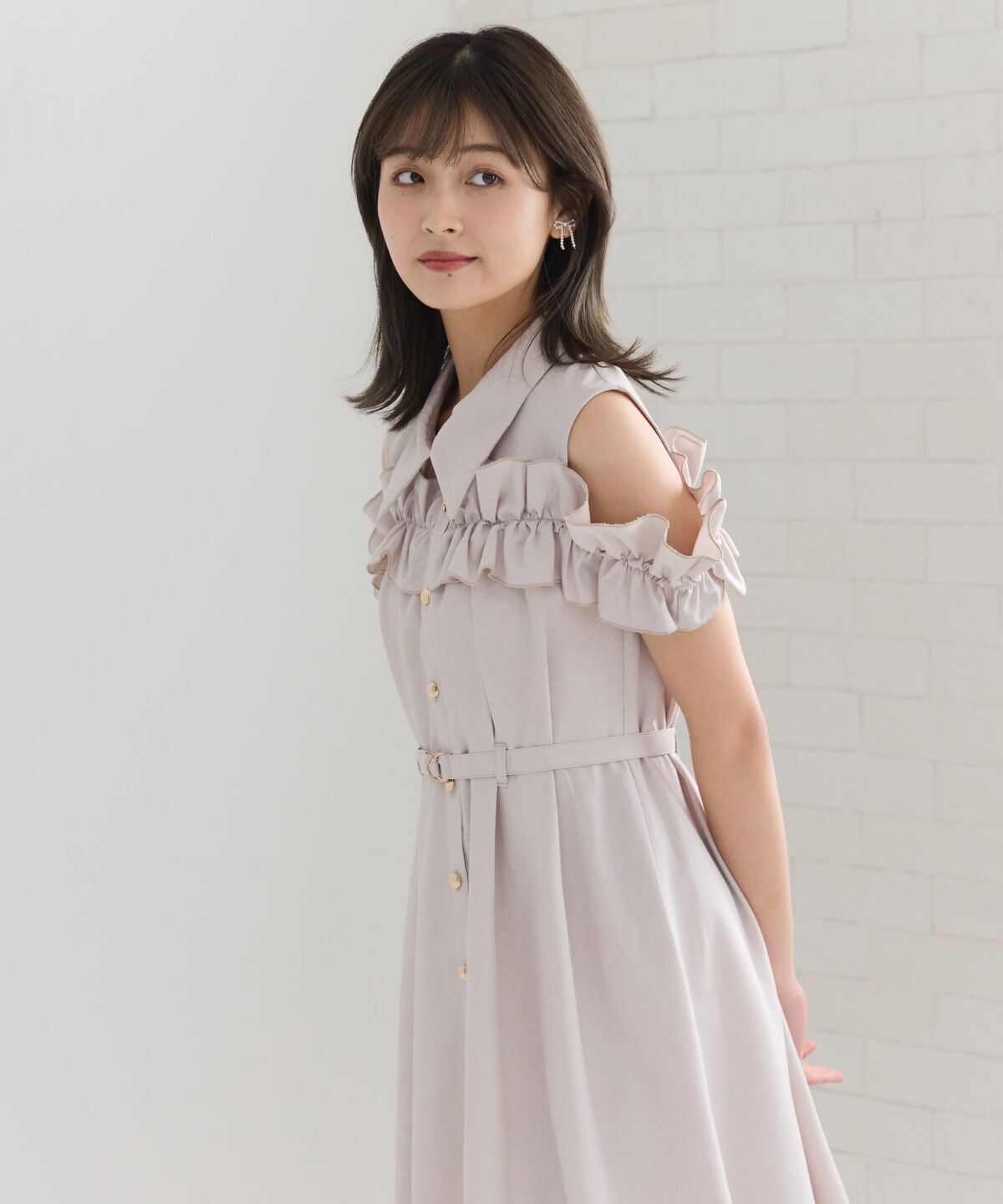 REDYAZEL「ノースリーブフリルシャツワンピース」|ワンピース|