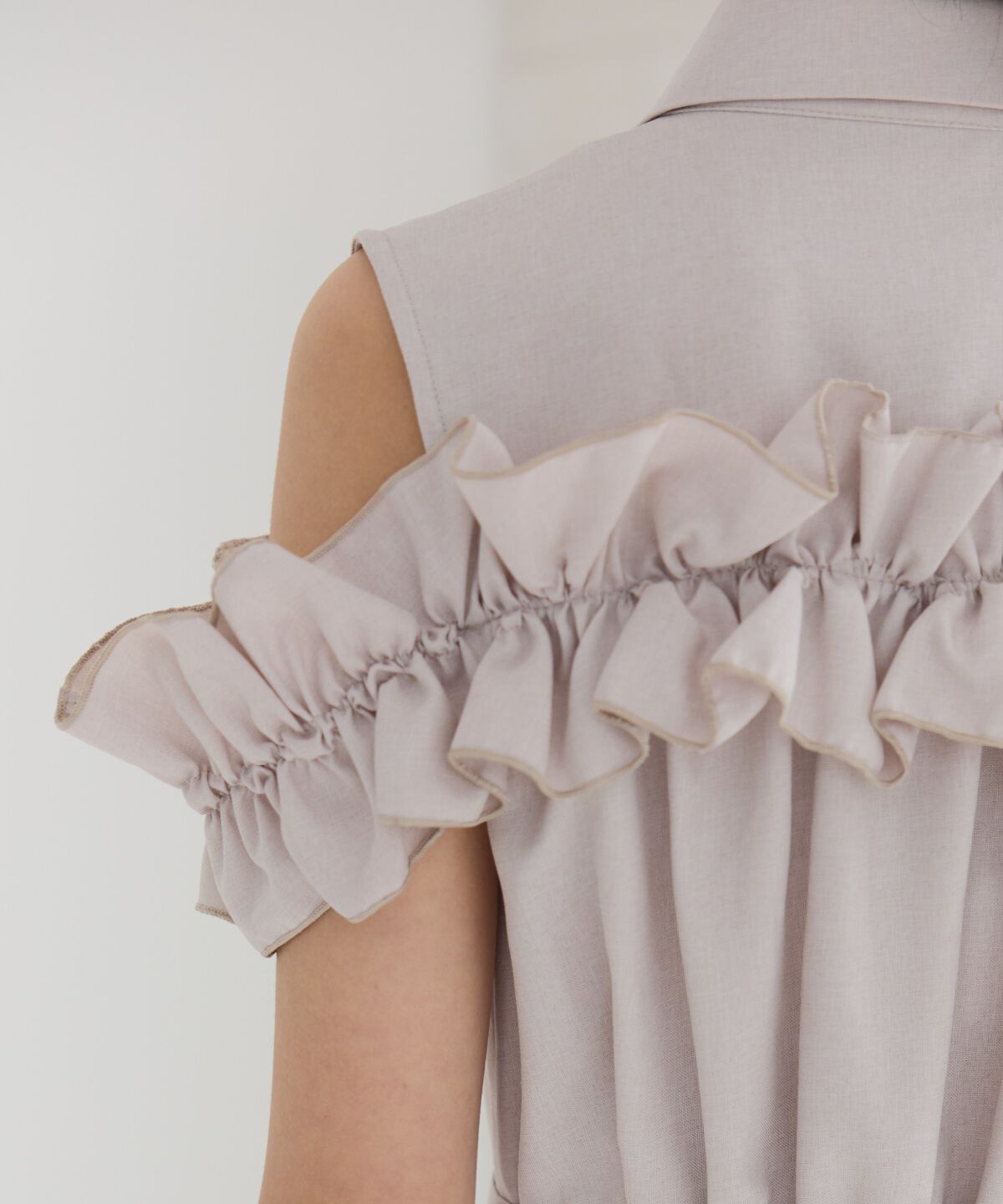 REDYAZEL「ノースリーブフリルシャツワンピース」|ワンピース|