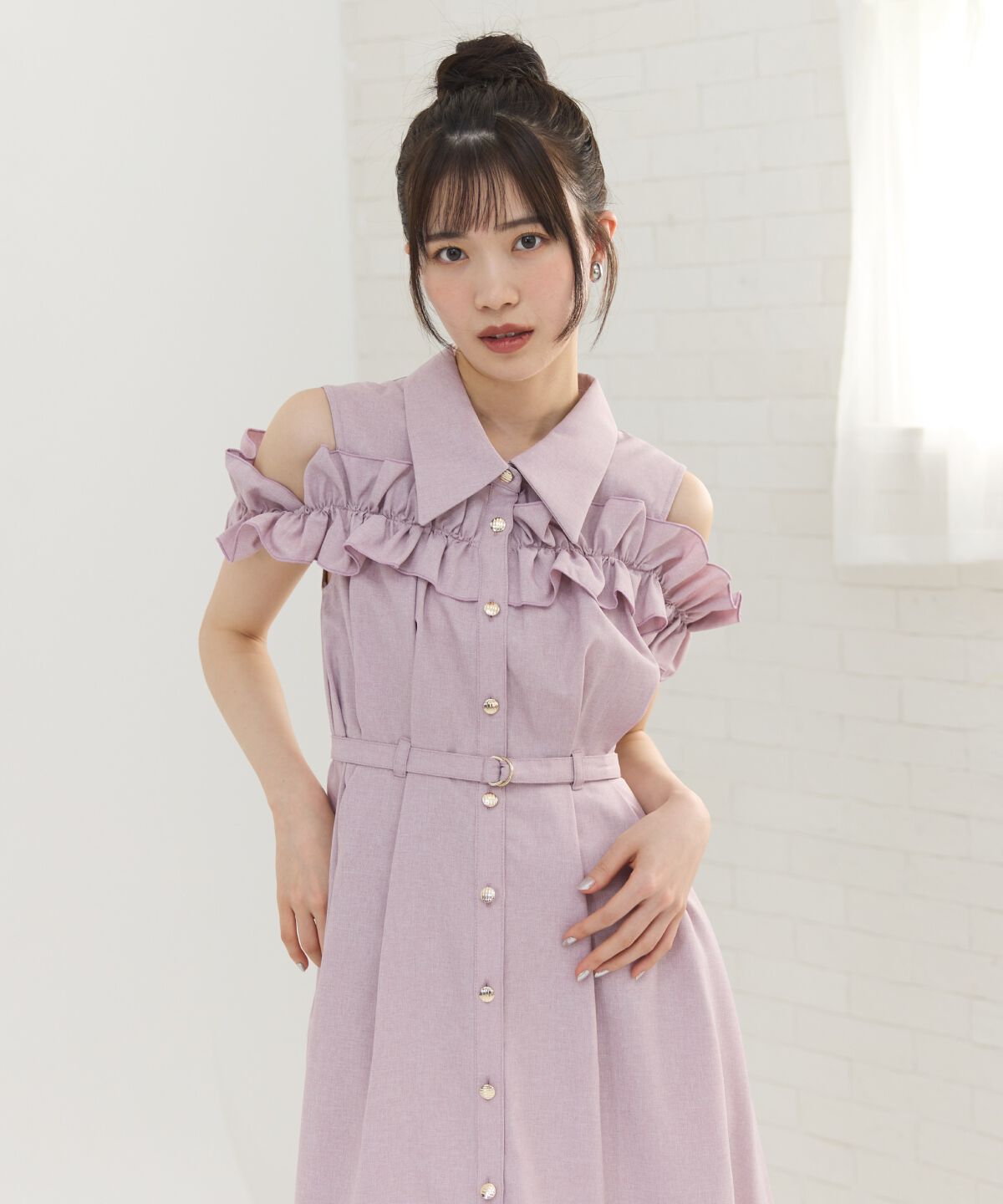 REDYAZEL「ノースリーブフリルシャツワンピース」|ワンピース|