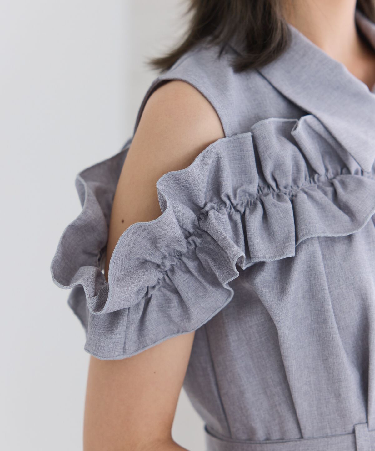 REDYAZEL「ノースリーブフリルシャツワンピース」|ワンピース|