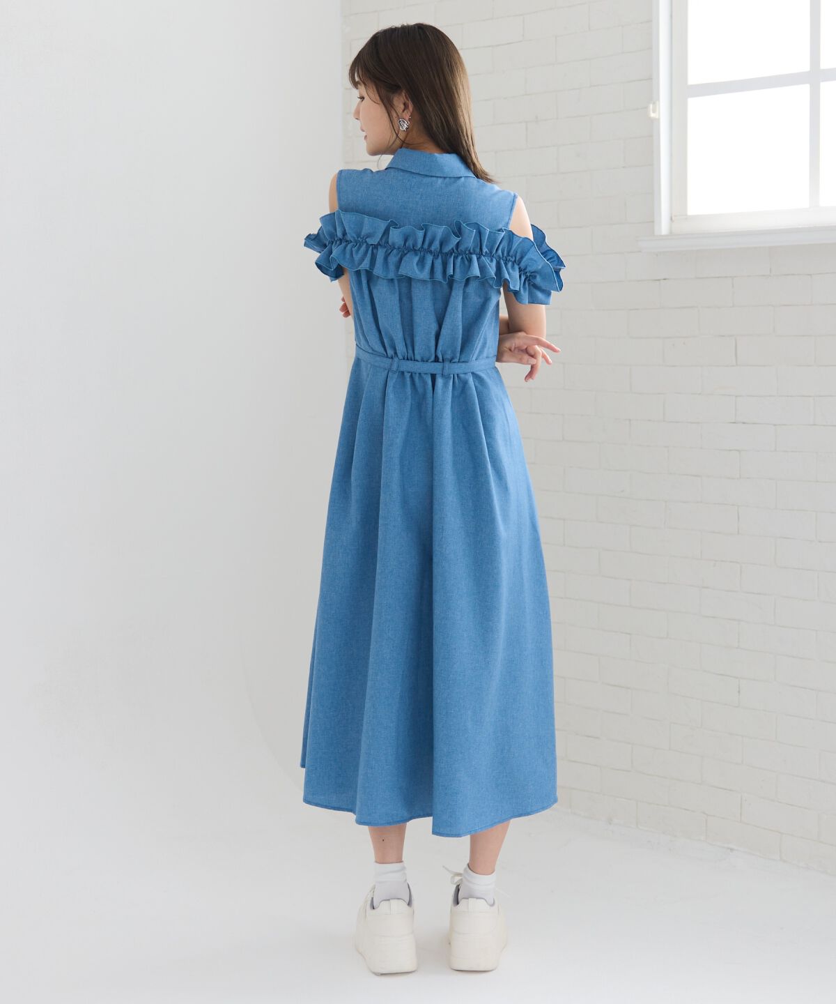 REDYAZEL「ノースリーブフリルシャツワンピース」|ワンピース|