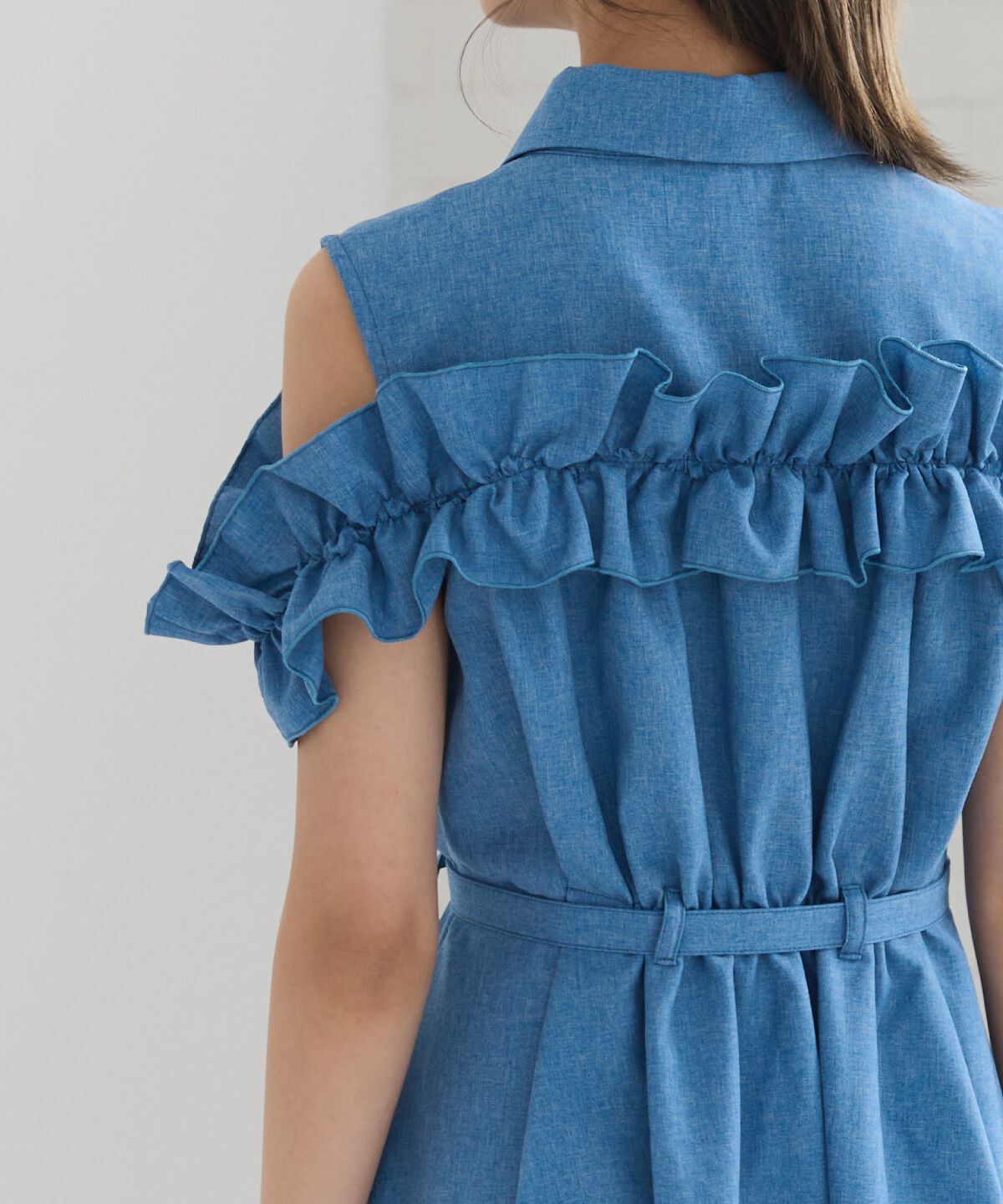 REDYAZEL「ノースリーブフリルシャツワンピース」|ワンピース|