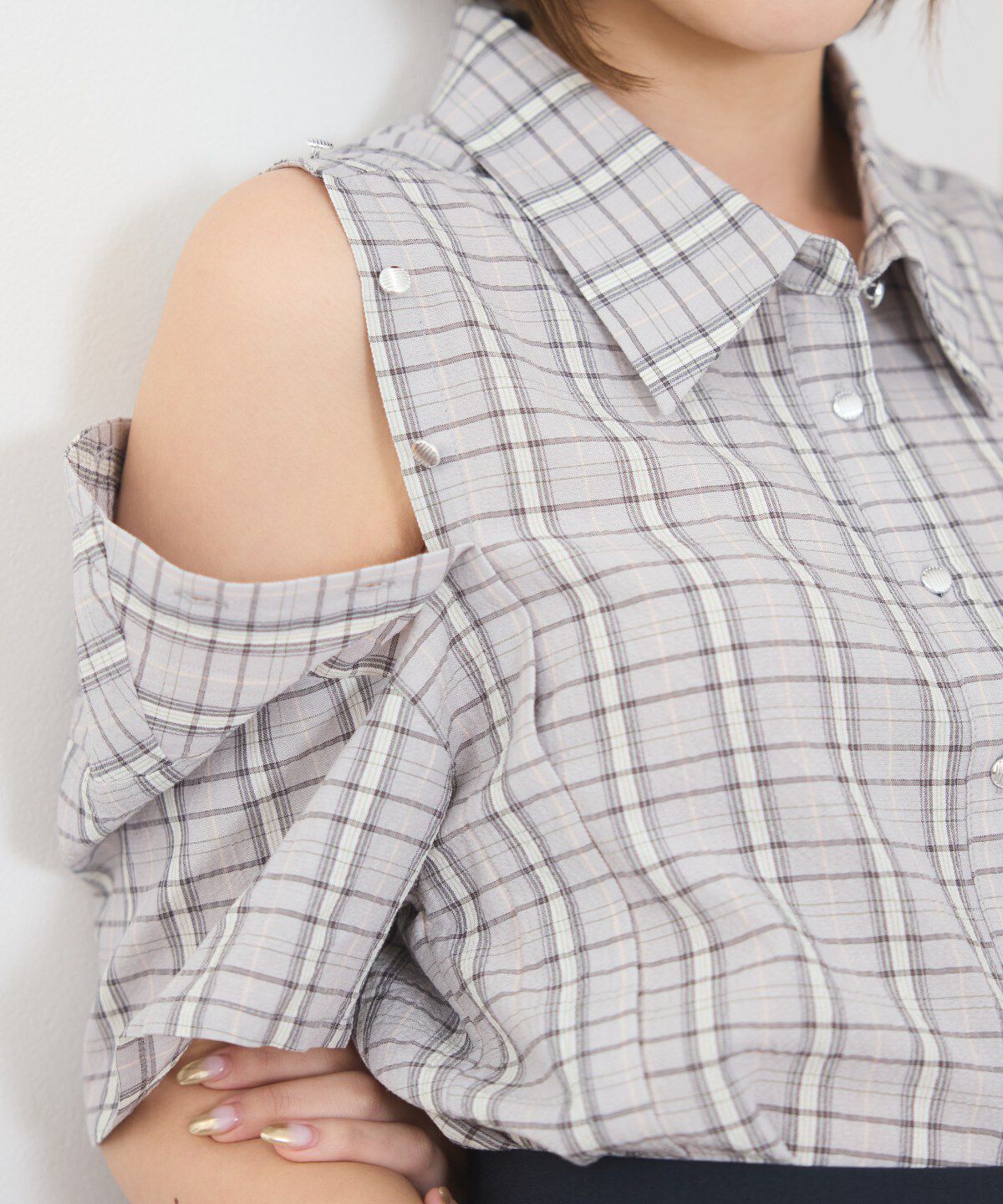 REDYAZEL「2WAYスリーブチェックトップス」|シャツ・ブラウス|
