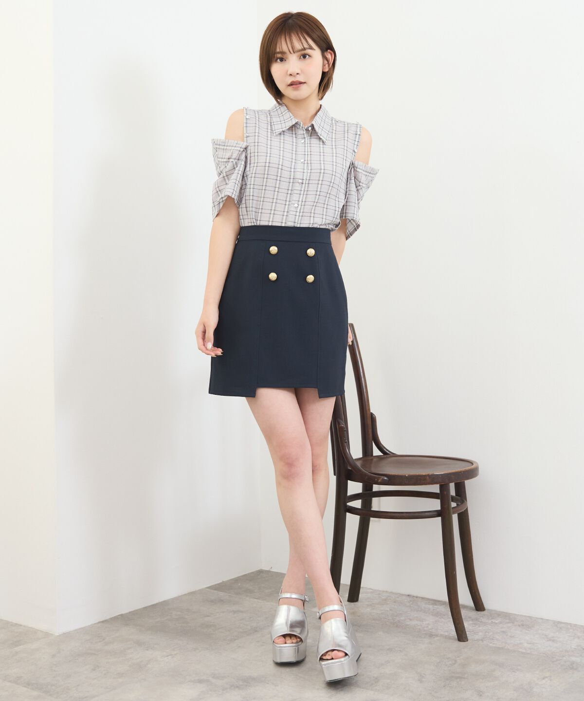 REDYAZEL「2WAYスリーブチェックトップス」|シャツ・ブラウス|