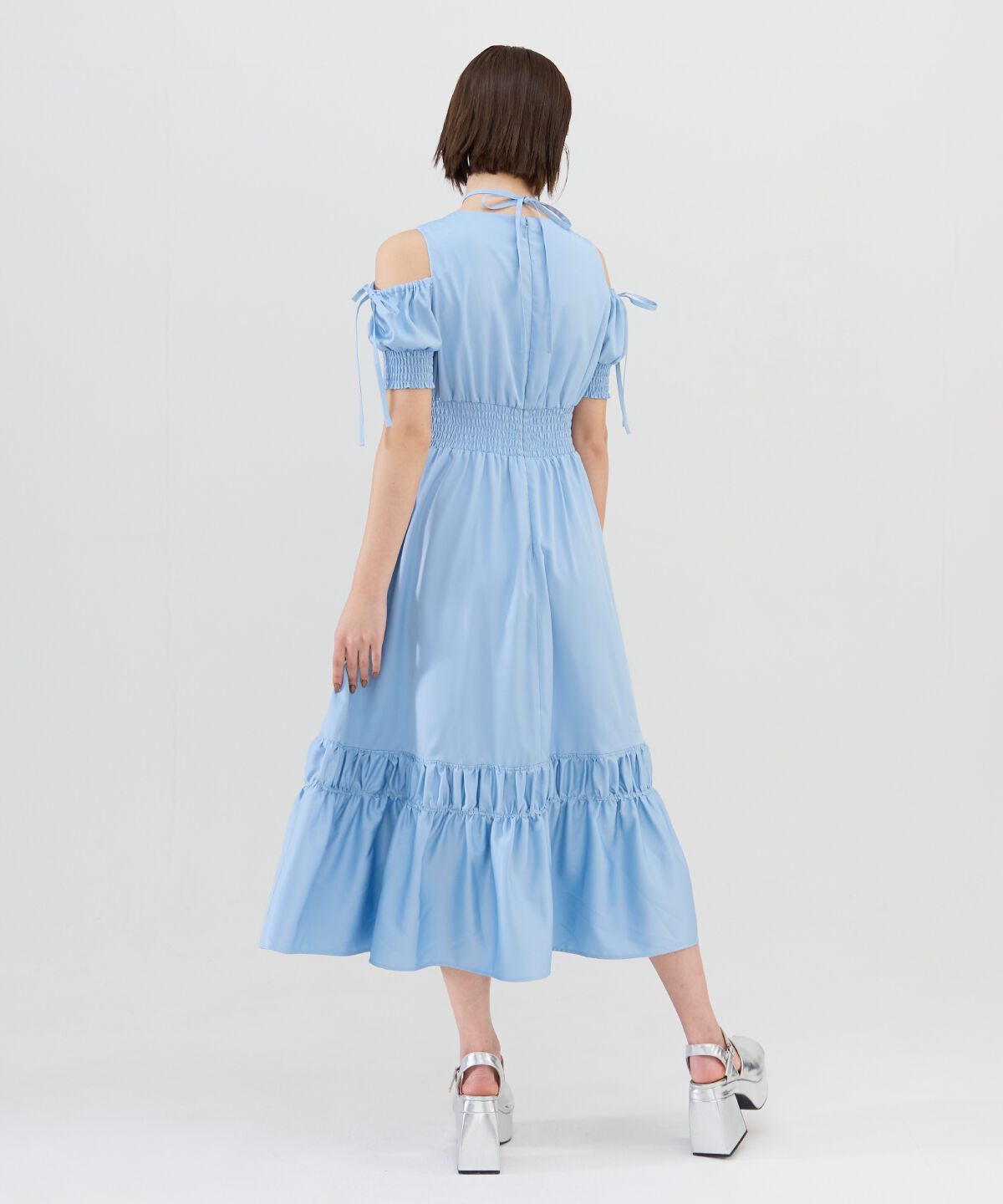 REDYAZEL「シャーリングオープンショルダーワンピース」|ワンピース|