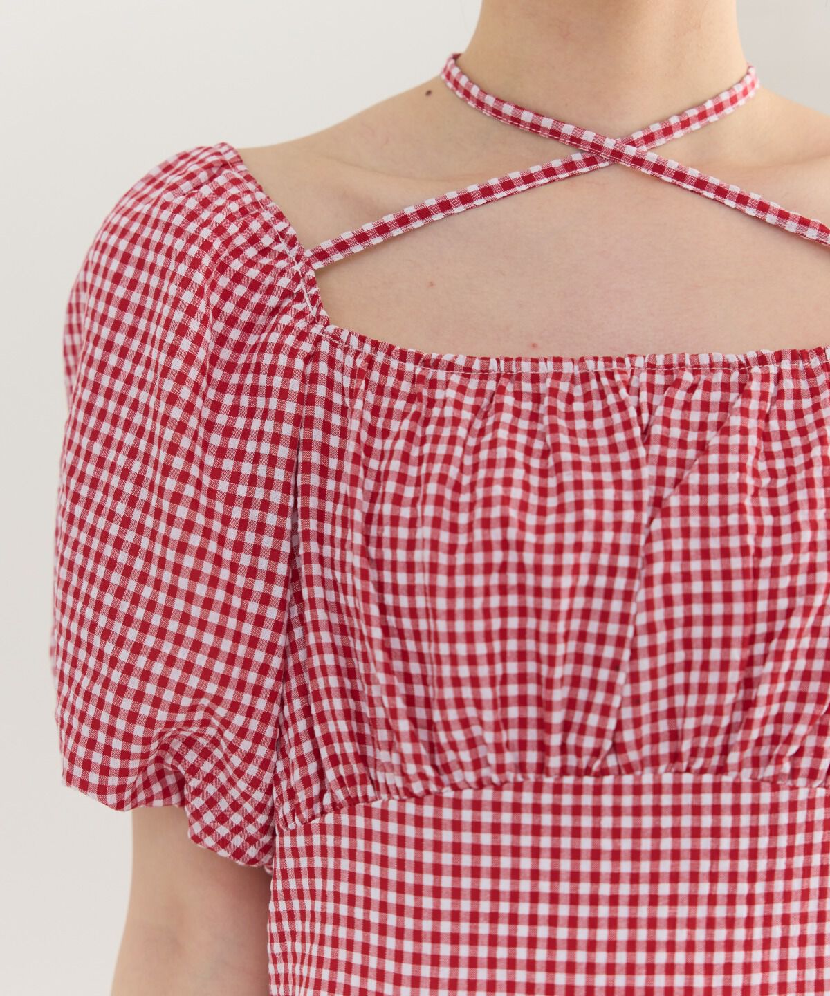 REDYAZEL「クロスリボンギンガムチェックマーメイドワンピース」|ワンピース|