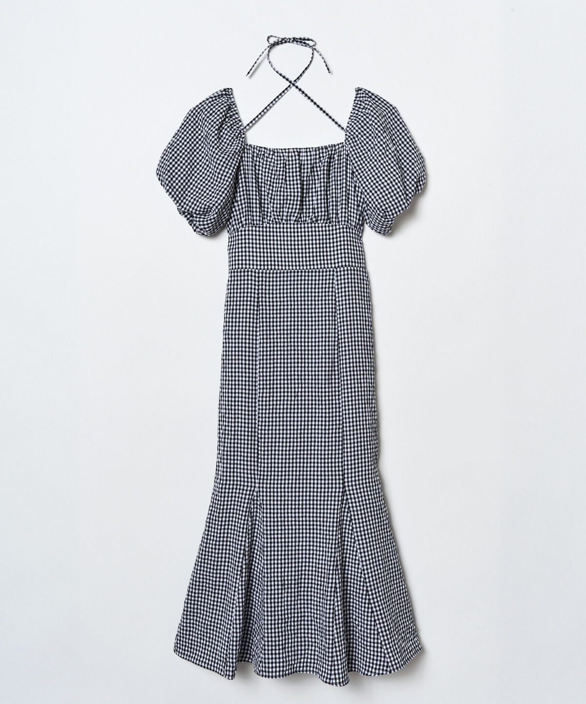 REDYAZEL「クロスリボンギンガムチェックマーメイドワンピース」|ワンピース|