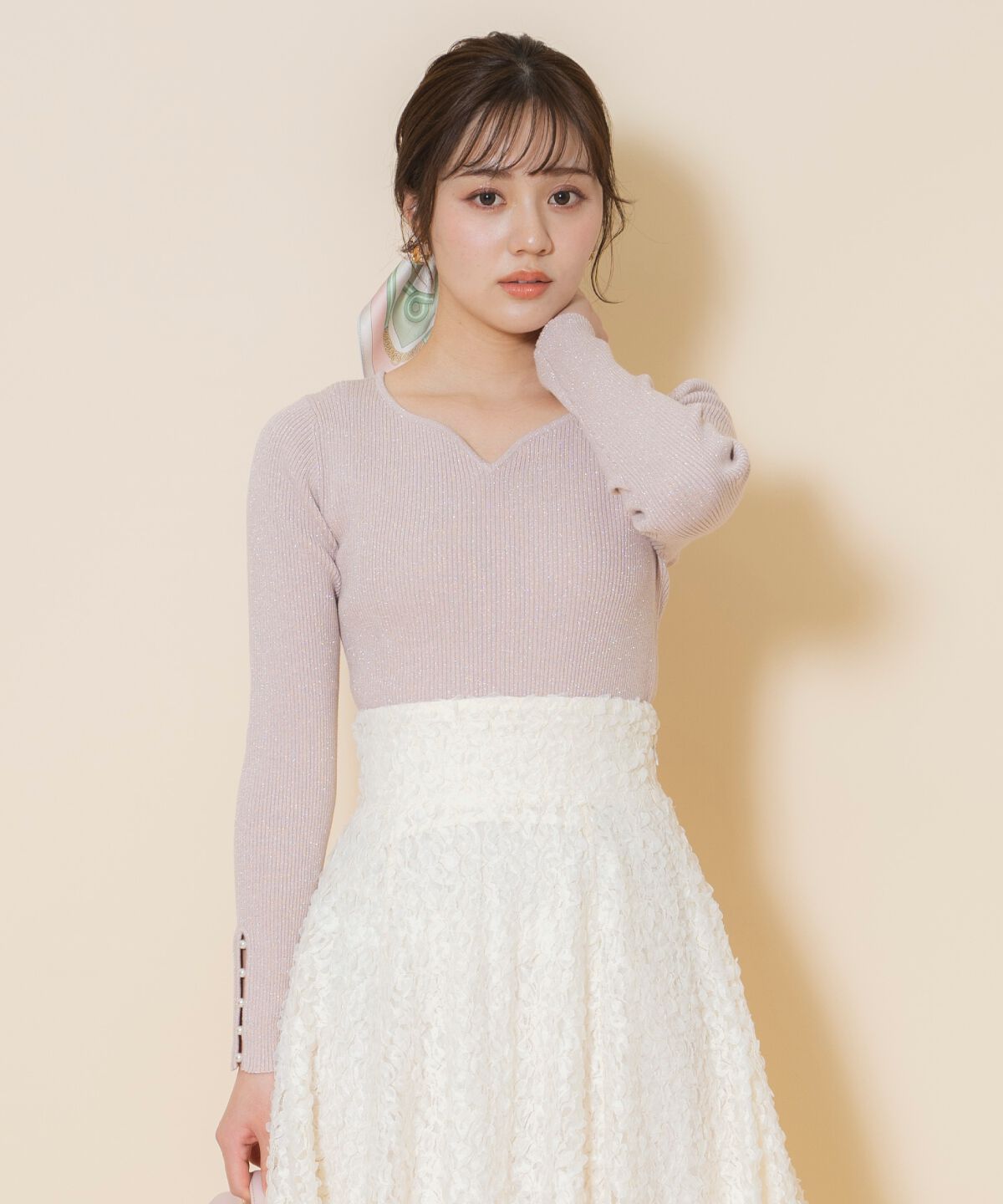 WILLSELECTION「ハートネックラメプルオーバー」|ニット・セーター|