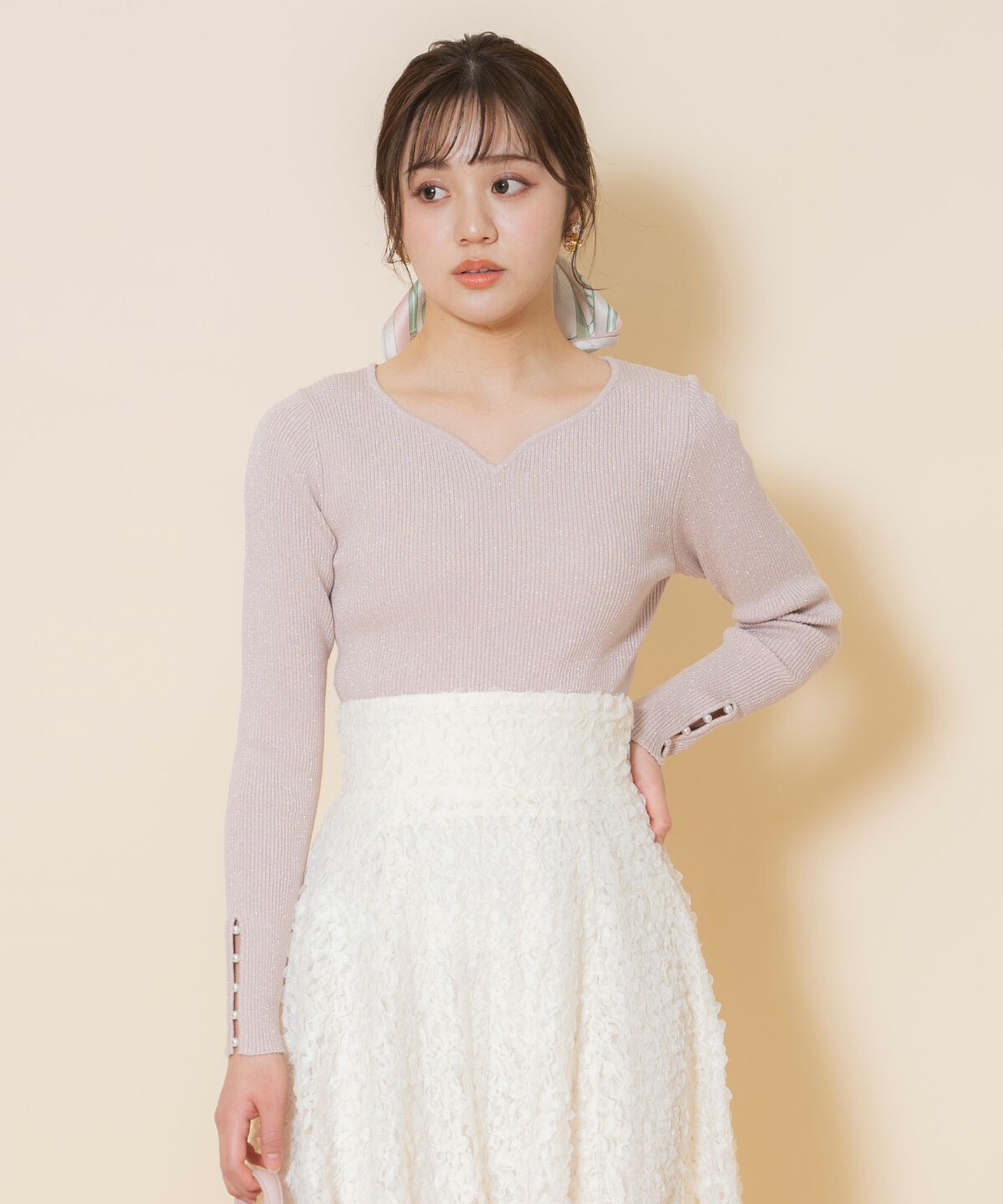 WILLSELECTION「ハートネックラメプルオーバー」|ニット・セーター|