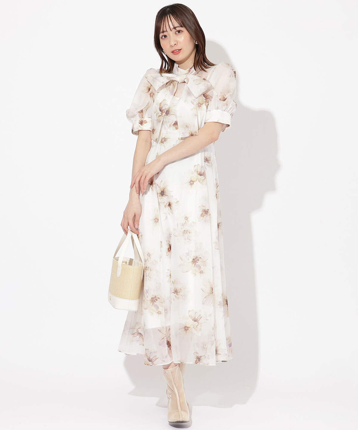 WILLSELECTION「オリジナルマーブルフラワーワンピース」|ワンピース|ﾍﾞｰｼﾞｭ系花柄