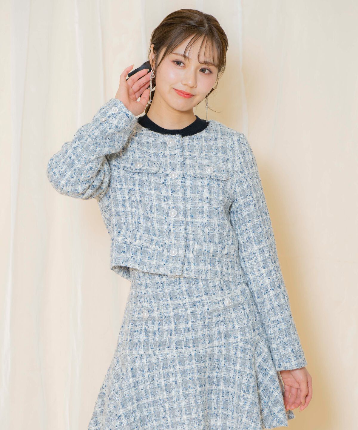 WILLSELECTION「MIXツイードノーカラージャケット」|ノーカラージャケット|