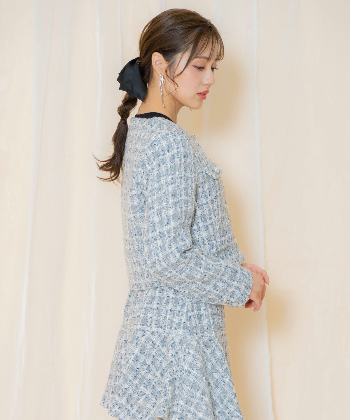 WILLSELECTION「MIXツイードノーカラージャケット」|ノーカラージャケット|