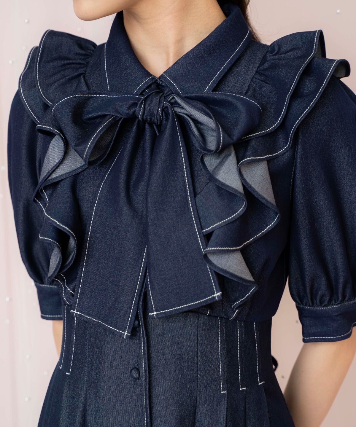 WILLSELECTION「ラッフルリボンタイシャツワンピース」|ワンピース|