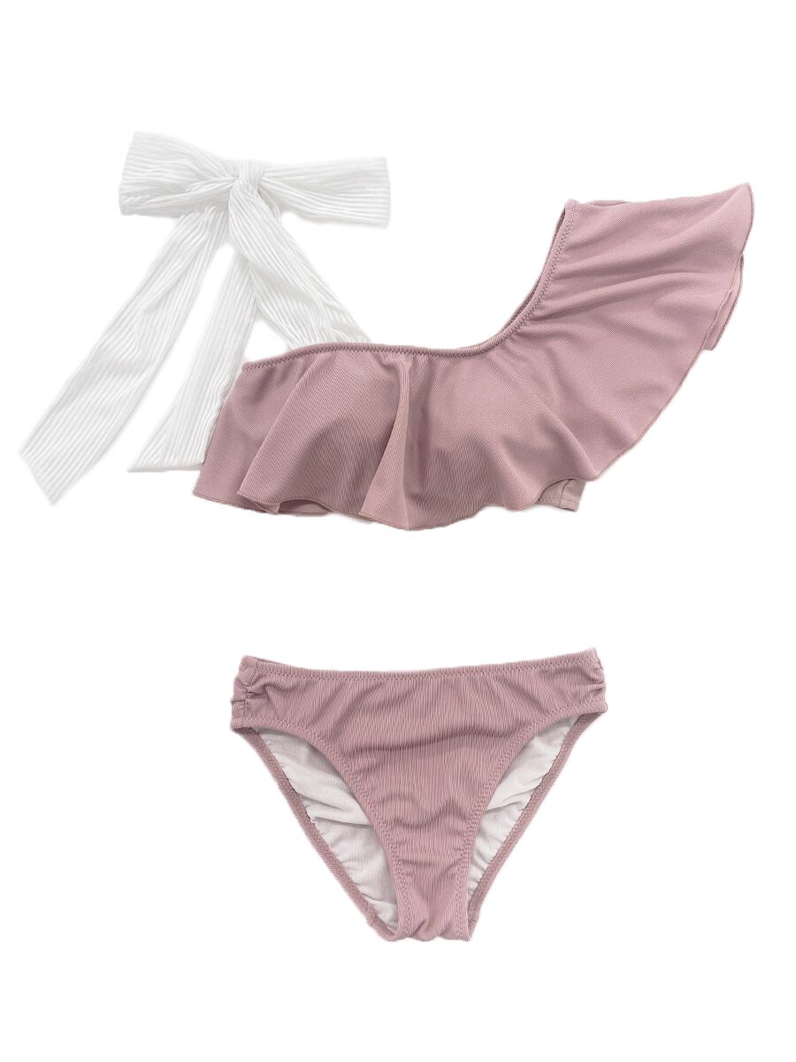 PEAK&PINE「無地リブ素材フレアワンショルダービキニ」|ビキニ|