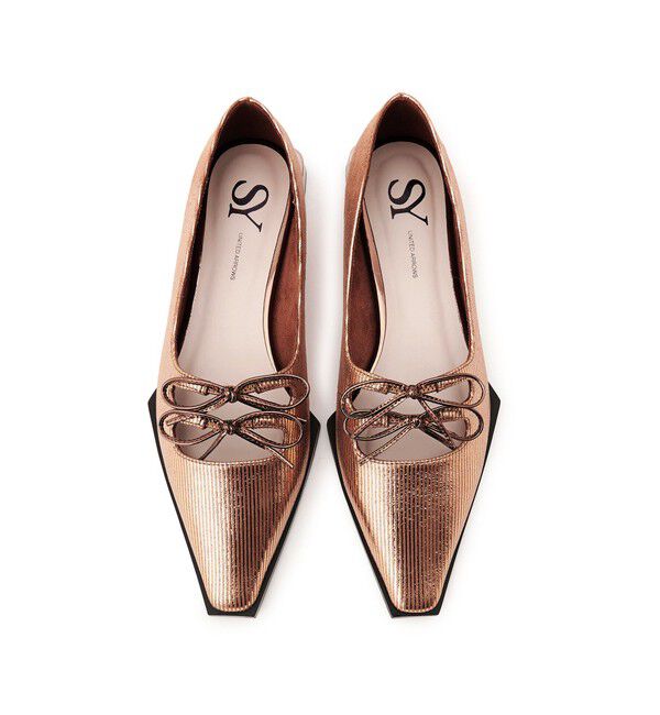 ODETTE E ODILE「＜SY＞ダブルリボンピース フラット15●&uarr;」|パンプス|GOLD