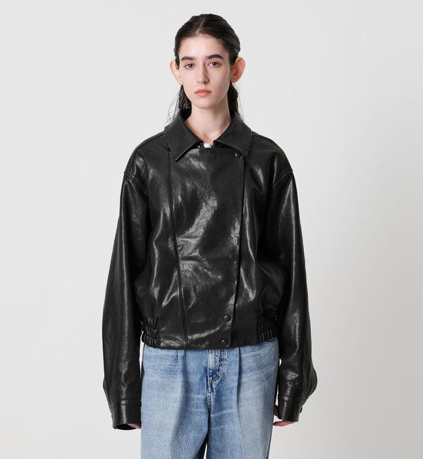 AEWEN MATOPH「＜AEWEN MATOPH＞リブカラーレザーブルゾン」|ライダースジャケット|