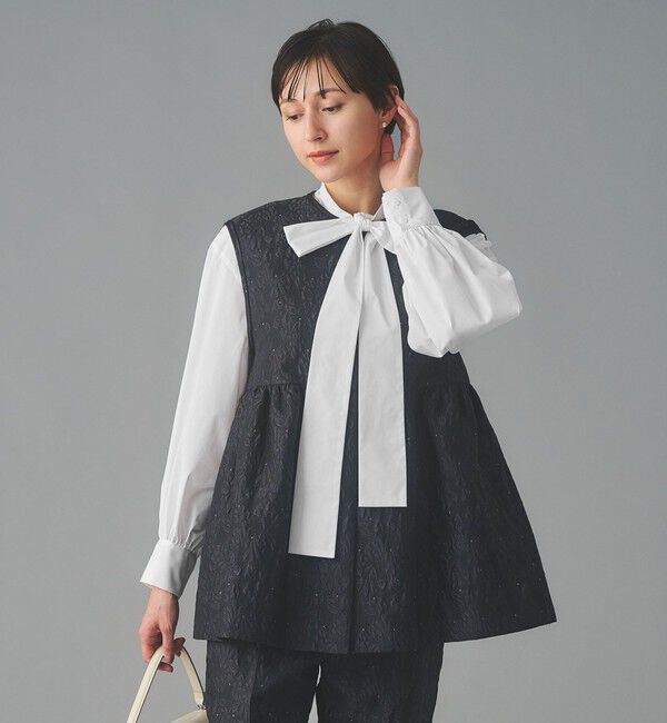 UNITED ARROWS「タックフリル ボウ ブラウス」|シャツ・ブラウス|