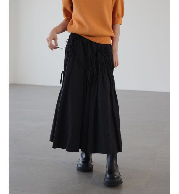 EMMEL REFINES「＜EMMEL REFINES＞EM ランダムギャザー リボン スカート」|スカート|