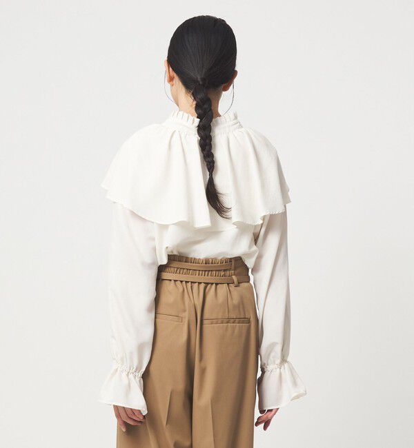 EMMEL REFINES「＜EMMEL REFINES＞EM フィブリルサテン ネックタック フリル ブラウス」|シャツ・ブラウス|