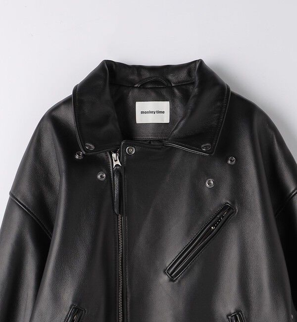 monkey time＞ シープ レザー オーバーサイズ ダブルライダース