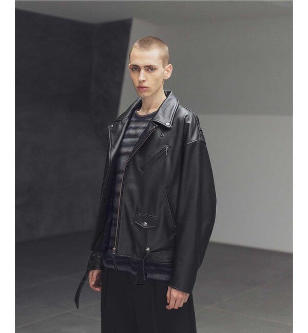 monkeytime 黒 レザー ライダースジャケット monkey time BEAUTY＆YOUTH UNITED ARROWS 革ジャン ライダース