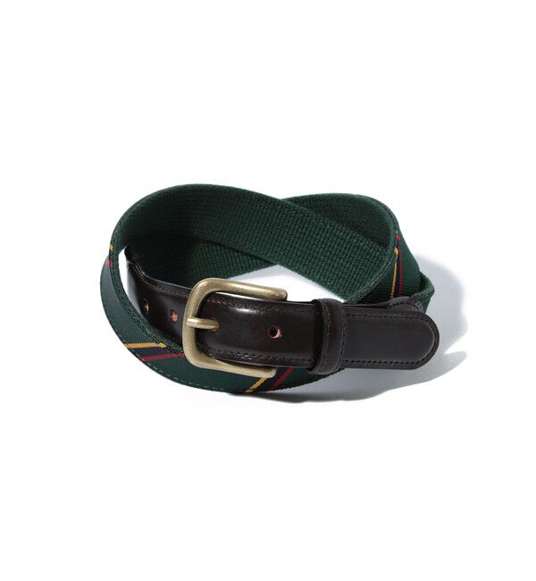 BEAMS PLUS「BEAMS PLUS / Leather Tab Ribbon Belt」|ベルト|GREEN