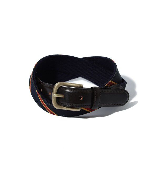 BEAMS PLUS「BEAMS PLUS / Leather Tab Ribbon Belt」|ベルト|NAVY