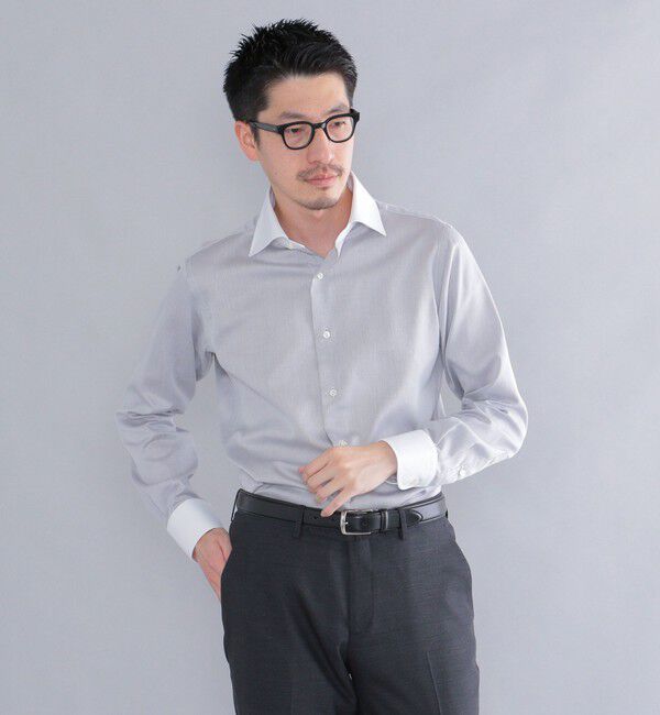 SHIPS「SHIPS: イージーアイロン ワイドカラー  クレリック シャツ」|シャツ・ブラウス|グレー