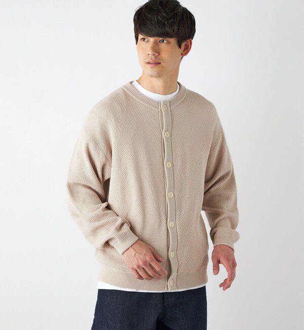 SHIPS any「【SHIPS any別注】SKOOKUM: 〈手洗い可能〉鹿の子 クルーネック カーディガン◇」|カーディガン|ベージュ系