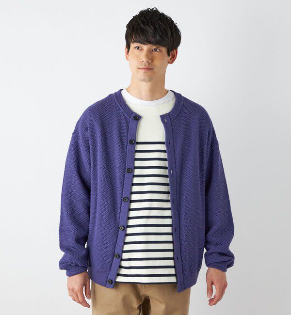 SHIPS any「【SHIPS any別注】SKOOKUM: 〈手洗い可能〉鹿の子 クルーネック カーディガン◇」|カーディガン|ダークブルー