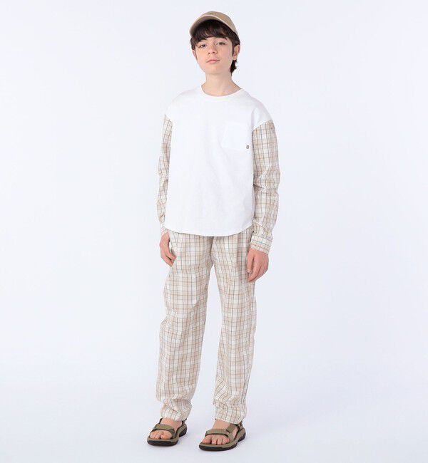 SHIPS KIDS「SHIPS KIDS:145～160cm / チェックシャツ コンビ カットソー」|Tシャツ・カットソー|