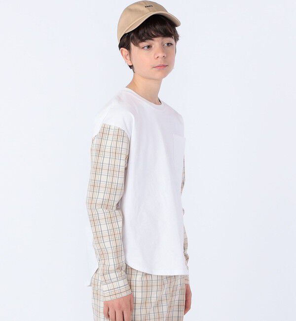 SHIPS KIDS「SHIPS KIDS:145～160cm / チェックシャツ コンビ カットソー」|Tシャツ・カットソー|