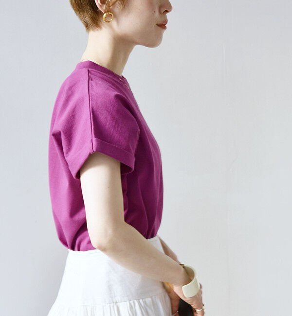 SHIPS any「SHIPS any:〈抗菌防臭/洗濯機可能〉USAコットン フレンチスリーブ TEE」|Tシャツ・カットソー|パープル