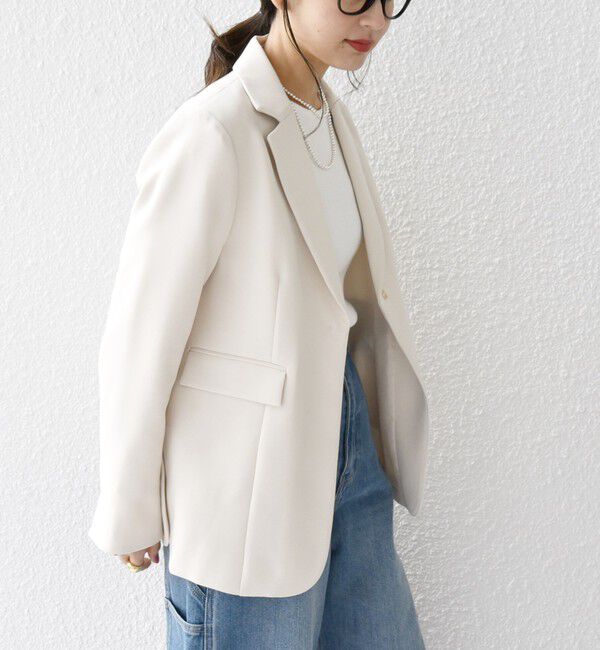 SHIPS any「SHIPS any:〈洗濯機可能〉ダブルクロス テーラード ジャケット［NAVY BLUE］」|テーラードジャケット|