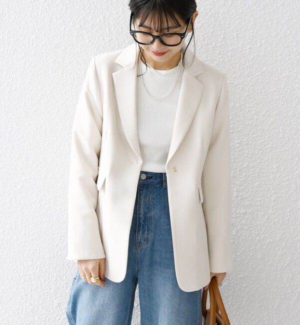 SHIPS any「SHIPS any:〈洗濯機可能〉ダブルクロス テーラード ジャケット［NAVY BLUE］」|テーラードジャケット|