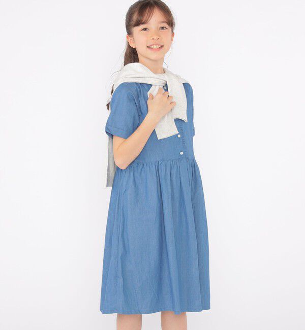 SHIPS KIDS「SHIPS KIDS:140～150cm / ダンガリー 半袖 ワンピース」|ワンピース|