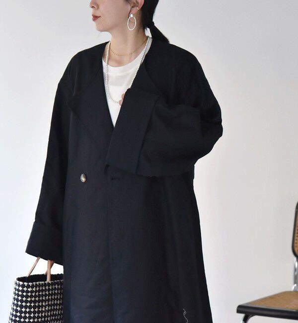 quaranciel「quaranciel:〈手洗い可能〉コットン リネン ダブル オーバー コート」|その他|