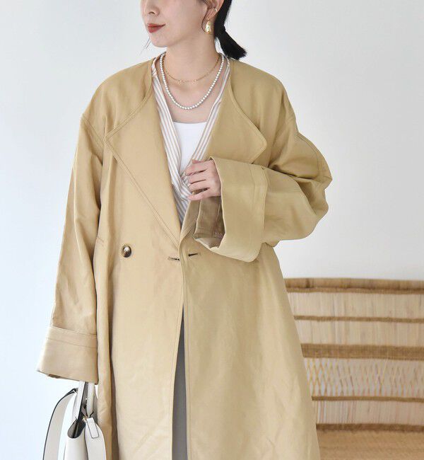 quaranciel「quaranciel:〈手洗い可能〉コットン リネン ダブル オーバー コート」|その他|